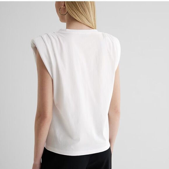 Express Green Crew Neck Shoulder Padded Muscle Tee, S - Picture 10 of 12